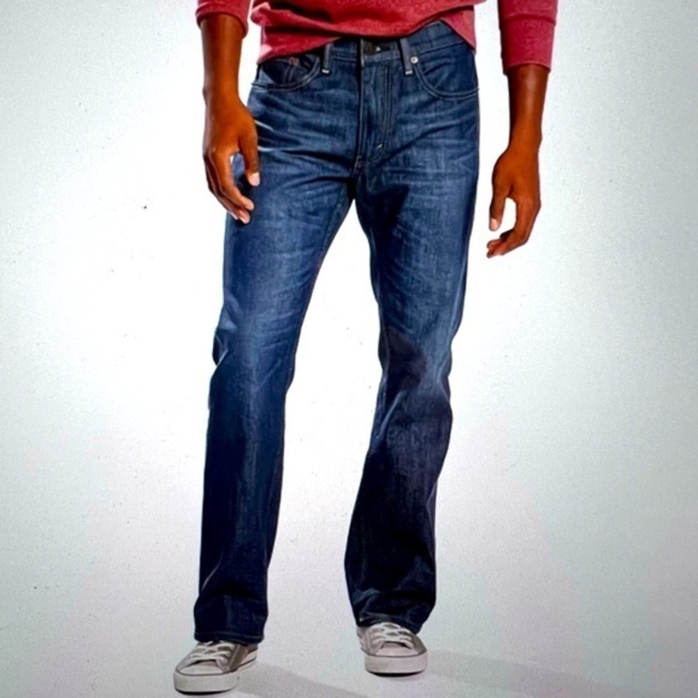 Levi's Dark Wash Distressed 559 Denim Jeans Relaxed Fit Straight Leg Size 30